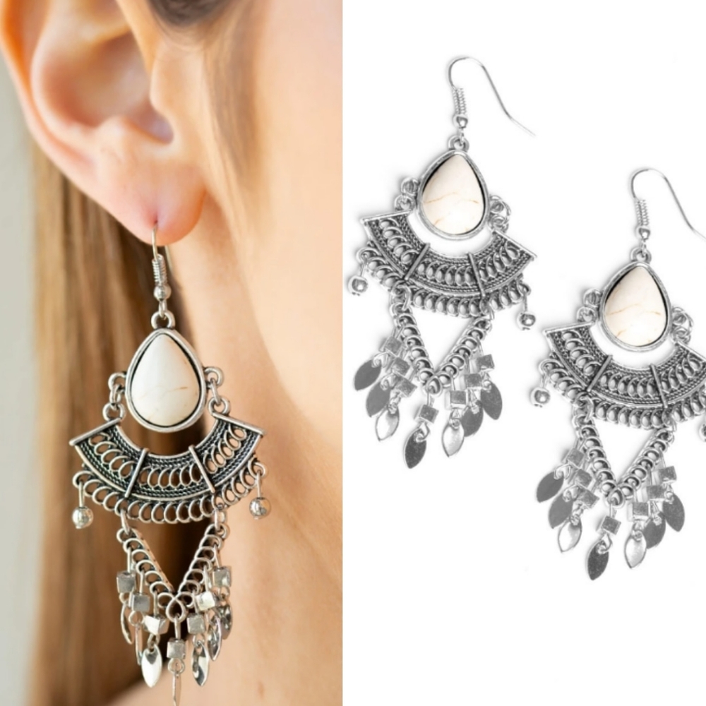 Gypsy silver sandstone earrings